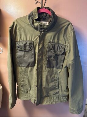 Calvin Klein Jeans Olive Green Military Field Jacket with Dark Chest Pockets